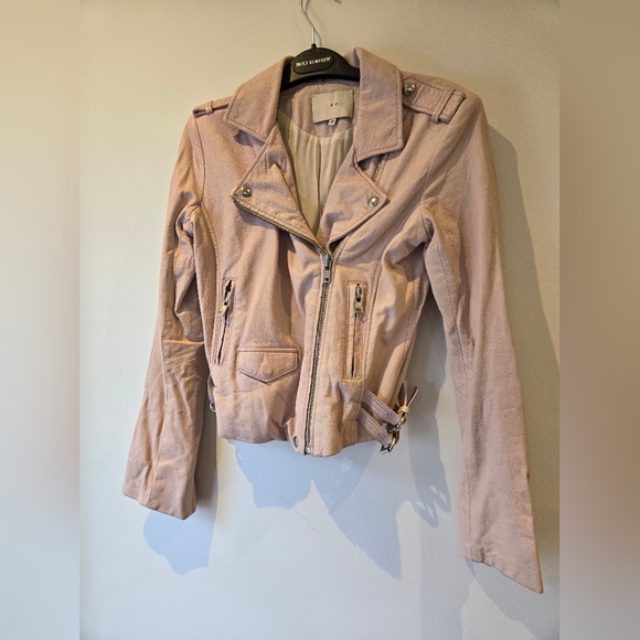 Iro Paris Blush Pink Leather Moto Jacket Size Italian 36 - Picture 15 of 16